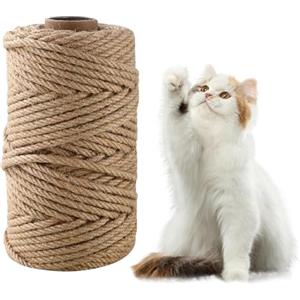 HAOYULUO Corda Canapa 6mm x 60m, Corda Tiragraffi Per Gatti，Ricambi Tiragraffi Per Gatti，Sisal Naturale，Per riparare e sostituire i tiragraffi, per la casa,DIY,giardinaggio e l'artigianato