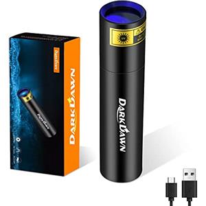 DARKDAWN Torcia UV 365nm Ricaricabile USB, LED Lampada di Wood Torce Ultravioletti Filtrato Luce Nera, Mini Potente Portatile Lampada UV 370nm per Ambra, Documento, Resin, Rivelatore di Urina per Cani