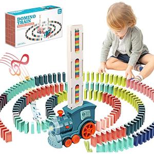 Noaideoi Domino Train Toy Set per Bambini, Automatici Domino Blocchi di Costruire e Impilare Giocattoli Creativi per Bambini Giochi Precoce Natale Regalo di Compleanno Ragazzi Ragazze età 3-12(Ciano)