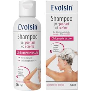 Evolsin® Shampoo contro eczema e psoriasi I 250 ml I Sollievo dal prurito del cuoio capelluto secco e irritato, dermatite atopica e psoriasi I shampoo dermatite seborroica