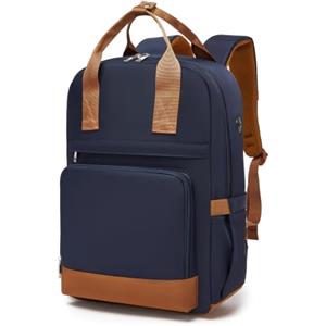 KONO Zaino Donna Porta PC 15,6 Pollici, Impermeabile e Antifurto con Porta USB di Ricarica, Grande Capacità per Università, Lavoro e Viaggio (Blu/Marrone)