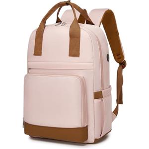 KONO Zaino Donna Porta PC 15,6 Pollici, Impermeabile e Antifurto con Porta USB di Ricarica, Grande Capacità per Università, Lavoro e Viaggio (Rosa/Marrone)