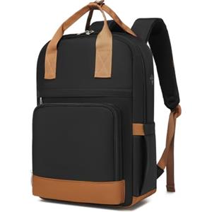 KONO Zaino Donna Porta PC 15,6 Pollici, Impermeabile e Antifurto con Porta USB di Ricarica, Grande Capacità per Università, Lavoro e Viaggio (Nero/Marrone)