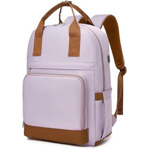 KONO Zaino Donna Porta PC 15,6 Pollici, Impermeabile e Antifurto con Porta USB di Ricarica, Grande Capacità per Università, Lavoro e Viaggio (Viola/Marrone)