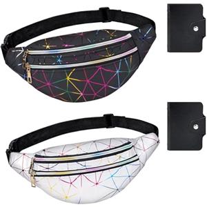 Flintronic 2 PCs Marsupio da Donna,Donna Viaggio Corsa Porta Impermeabile Regolabile Moda Running Marsupio per Campeggio Escursionismo Ciclismo (2 Porta Biglietti da Visita Incluso)