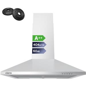 CIARRA Classe A++ 60 cm Cappa Aspirante Cappa a Parete 404m3/h 3 Velocità Illuminazione a LED -Acciaio INOX -Evacuazione Esterna/Ricircolo-Filtro per CBCF002X2