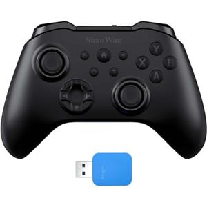 ShanWan Generico ShanWan Controller Wireless con Base di Ricarica - Stick Hall Effect, Grilletti Regolabili - Switch/Switch 2 Gyro, PC, Mobile (Arancione) (Nero)