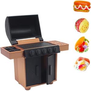 JOVYTH Barbecue in Miniatura per Casa delle Bambole, Accessorio Scala 1:20, 5,6x2,2x6cm, con Hot Dog, Giocattolo Realistico per Bambini