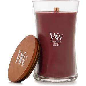 WoodWick Candela profumata con stoppino scoppiettante | Candela clessidra grande Rouge Oud | Candele a lunga combustione: Fino a 130 ore | Regali perfetti per le donne