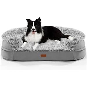 Gimars 9,5 cm L Cuccia Cane Interno Otopedica per Cani di Taglia Grande, 28D Guscio d'Uovo Memory Foam Cuccia Divano per Cuccioli Anziani con Fodera Impermeabile,Sfoderabile Lavabile, Semicircolare