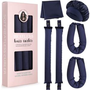 GeeRic 4pcs Bigodini Capelli Senza Calore，GeeRic Bigodino Lungo per Boccoli+Cuffia Doccia+Foulard da Fisso Flessibile Boccoli Arricciacapelli per Capelli Medi/Lunghi DIY Salone Strumento per Styling Dormo