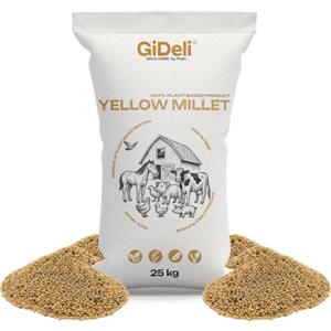 GiDeli Miglio Giallo 25 kg - Mangime per Pappagallini e Canarini | Cereali di Miglio Naturali, Mangime per Uccelli da Gabbia e Voliera