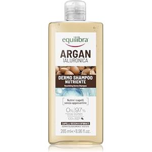 Equilibra, Argan Ialuronico Dermo Shampoo Idratante, per Capelli Secchi e Sfibrati, con Argan e Acido Ialuronico, Estratto di Radice di Altea nutriente, Olio Essenziale di Ylang Ylang, 265 ml