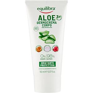 Equilibra Corpo, Aloe 3+ Dermocrema Corpo, Crema Corpo Idratante a Base di Aloe Vera, Svolge un'Azione Lenitiva, Tonificante, Protettiva e Rinfrescante sulla Pelle del Corpo, 150 ml
