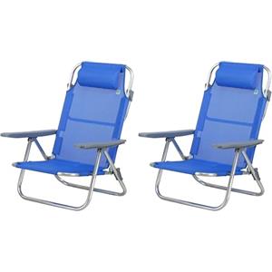Totò Piccinni Spiaggina AVANA sedia sdraio pieghevole in Alluminio e Textilene con cusino e braccioli e schienale alto reclinabile 6 posizioni (2, Blu)