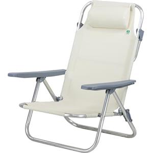 Totò Piccinni Spiaggina AVANA sedia sdraio pieghevole in Alluminio e Textilene con cusino e braccioli e schienale alto reclinabile 6 posizioni (1, Beige)
