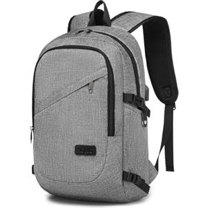 KONO Zaino Uomo Porta PC da 15.6 Pollici per Laptop con USB, Zaino da Viaggio Antifurto per Lavoro, Scuola, Aereo, Viaggio Outdoor (Grigio)