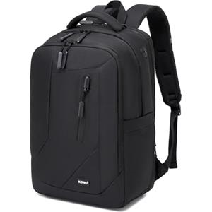 KONO Zaino Uomo PC Portatile 15.6 Pollici, Zaino Porta PC Business Leggero e Antifurto, Borsa per Laptop con Porta USB e Tasca Nascosta, Impermeabile per Lavoro Università Viaggio, Nero