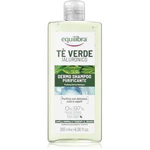 Equilibra, Tè Verde Ialuronico Dermo Shampoo Purificante, per Capelli Normali e Grassi, con Tè Verde e Acido Ialuronico, Estratto di Chinotto purificante, Olio Essenziale di Verbena, 265 ml