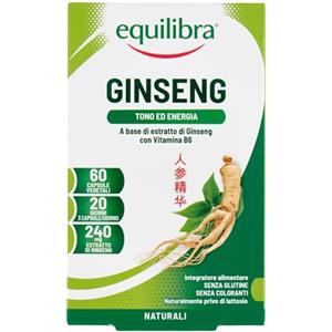 Equilibra Integratori Alimentari Ginseng, Integratore A Base Di Ginseng E Vitamina B6, Contro La Stanchezza Fisica E Mentale, Per Il Normale Metabolismo Energetico, 60 Unità, Confezione da 1