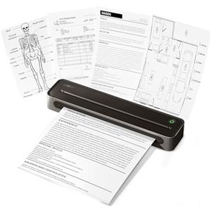 ETIKEZ D90E Stampante termica A4, stampante portatile portatile per viaggi, ufficio, scuola e casa, compatibile con Windows/macOS/iOS/Android, stampante da viaggio monocromatica, nero, 1 confezione +