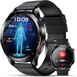 Lgnitek 2026 Nuovo Smartwatch Uomo Con ECG/HRV/BMI, 1,43" AMOLED Orologio Salute Con 24H Pressione Arteriosa/Frequenza Cardiaca/SpO2/Sonno/Chiamata SOS, Contapassi IP68,Per Android 9.0+ iOS 10.0+