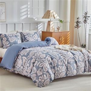Lekesky Bettwäsche 220 x 240 cm, 3-teilig, Bettbezug aus Mikrofaser, Paisley-Blau, Set 220 x 240 cm, mit Kissenbezug mit Reißverschluss, 80 x 80 cm (2 Stück), Paisley-Blau