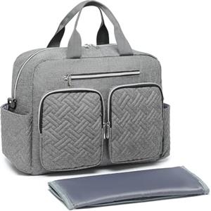 KONO Borsa Fasciatoio Passeggino Neonato, Grande Capacità e Impermeabile con Fasciatoio Portatile e Ganci Passeggini, Leggera per Viaggi Ospedale Parto Aereo, Ideale per Mamma e Papà