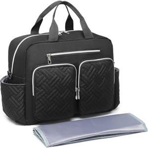 KONO Borsa Fasciatoio Passeggino Neonato, Grande Capacità e Impermeabile con Fasciatoio Portatile e Ganci Passeggini, Leggera per Viaggi Ospedale Parto Aereo, Ideale per Mamma e Papà