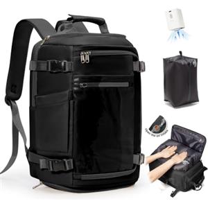 SZLX Zaino Ryanair 40x30x20 Sottovuoto con pompa Zaino da Viaggio Bagaglio a Mano Wizzair Donna Borse da Cabina Uomo per Laptop 14 Impermeabile,Nero,Ryanair/Wizz 40x30x20cm-Zaino Sottovuoto Con Pompa