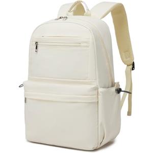 KONO Zaino Donna Porta PC 15,6 Pollici Leggero Impermeabile, Zaino Scuola e Università, Casual da Viaggio e Lavoro - Beige