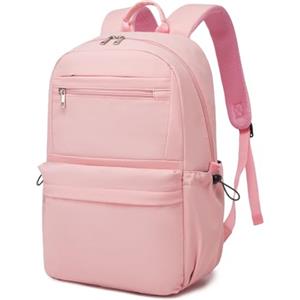 KONO Zaino Donna Porta PC 15,6 Pollici Leggero Impermeabile, Zaino Scuola e Università, Casual da Viaggio e Lavoro - Rosa