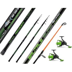 Generico Kit Combo 2 Canne + 2 Mulinelli Surfcasting BRUTALE 4.20 Metri Lancio 100/200 Gr Pesca a Fondo Mare Surf Casting Spiaggia