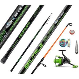 Generico Kit Combo Canna + Mulinello + Filo + Lenza Pronta + Piombo Surfcasting BRUTALE 4.20 Metri Lancio 100/200 Gr Pesca a Fondo Mare Surf Casting Spiaggia