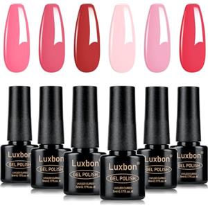Luxbon 6 pz Smalto Gel Semipermanente Set - Colore Primaverile Set Smalto Gel di Lunga Durata, uv led Soak Off Nail Art Designs Manicure Kit 004