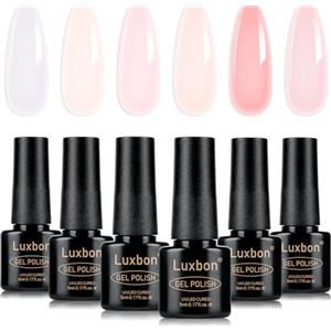 Luxbon 6 pz Smalto Gel Semipermanente Set - Colore Primaverile Set Smalto Gel di Lunga Durata, uv led Soak Off Nail Art Designs Manicure Kit 007