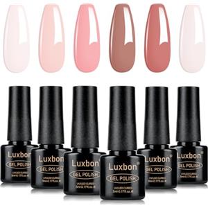 Luxbon 6 pz Smalto Gel Semipermanente Set - Colore Primaverile Set Smalto Gel di Lunga Durata, uv led Soak Off Nail Art Designs Manicure Kit 001