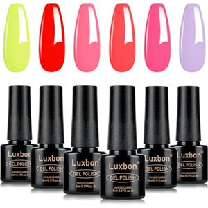 Luxbon 6 pz Smalto Gel Semipermanente Set - Estate Vibrante Colore Set Lunga Durata Smalto Semipermanente, uv led Soak Off Nail Art Designs Manicure Kit 017
