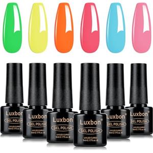 Luxbon 6 pz Smalto Gel Semipermanente Set - Estate Vibrante Colore Set Lunga Durata Smalto Semipermanente, uv led Soak Off Nail Art Designs Manicure Kit 013