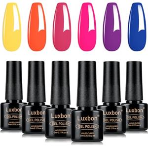 Luxbon 6 pz Smalto Gel Semipermanente Set - Estate Vibrante Colore Set Lunga Durata Smalto Semipermanente, uv led Soak Off Nail Art Designs Manicure Kit 014