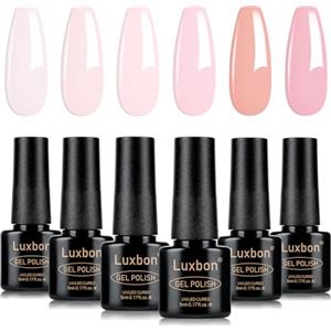 Luxbon 6 pz Smalto Gel Semipermanente Set - Colore Primaverile Set Smalto Gel di lunga durata, uv led Soak Off Nail Art Designs Manicure Kit 005