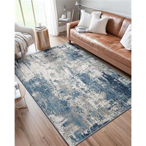 DEFYNEE Tappeto per Soggiorno 120x180 cm, Tappeto Antiscivolo Lavabile in Lavatrice, Tappeto Moderno Astratto per Soggiorno e Camera da Letto, Grigio Blu