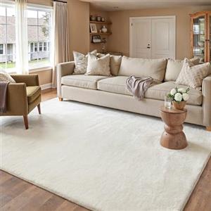 PureCozy Tappeto Salotto 160x230cm Beige Antiscivolo Camera da Letto Tapette Pelliccia Sintetica Tappeti Soggiorno Cameretta Bambino Ufficio Carpet Morbido Grande Rug