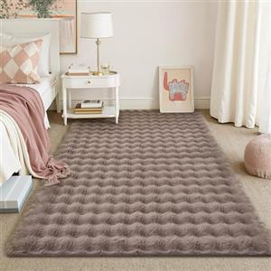 PureCozy Tappeto Salotto 120x180cm Marrone Scuro Antiscivolo Camera da Letto Tapette Pelliccia Sintetica Tappeti Soggiorno Cameretta Bambino Ufficio Carpet Morbido Grande Rug