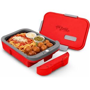 Hot Bento PLUS - Scaldavivande Elettrico Portatile con Batteria Rimovibile e Ricaricabile USB-C, Scalda Cibo in 10 Minuti, Lunch Box Termico per Ufficio, Viaggio e Lavoro, 994 ml - Rosso Rubino
