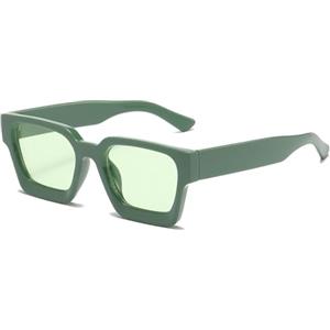 LJCZKA Vintage Occhiali da Sole da Uomo Rettangolari Quadrati Donna, Moda Occhiali da Sole Chunky con Protezione UV400
