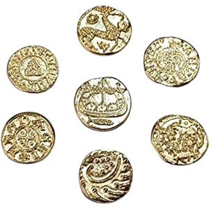 lazzaro italy Monete Vichinghe Placcate oro o argento - Set di 7 Pezzi - Idea Regalo per Appassionati di Vikings, storia e Cosplay, riproduzione fatta a mano (Placcate oro)