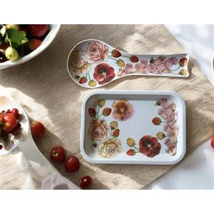 GMM Set Poggia Mestolo + Vassoio da Cucina, Set 2 Pz Appoggia Cucchiaio con Vassoio, Accessori da Cucina, Set Utensili da Cucina Multiuso (Primavera)