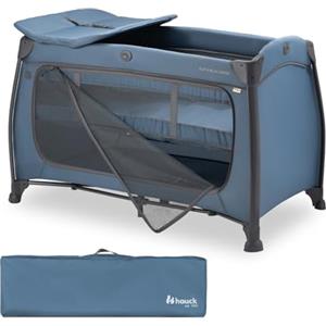 hauck Lettino da Viaggio con Accessori Neonato, Play N Relax Center Blue | Con fasciatoio, riduttore neonato, borsa, apertura XL, ruote, culla da campeggio nascita a 15 kg/3 anni (senza materassino)