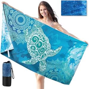 joyoldelf Telo Mare Microfibra Grande - 180x90 cm Telo Mare, XXL Asciugamano Mare Antisabbia, Teil Mare Grande Asciugatura Rapida, Stuoia Spiaggia Microfibra Leggero E Portatile（Tartarughe）